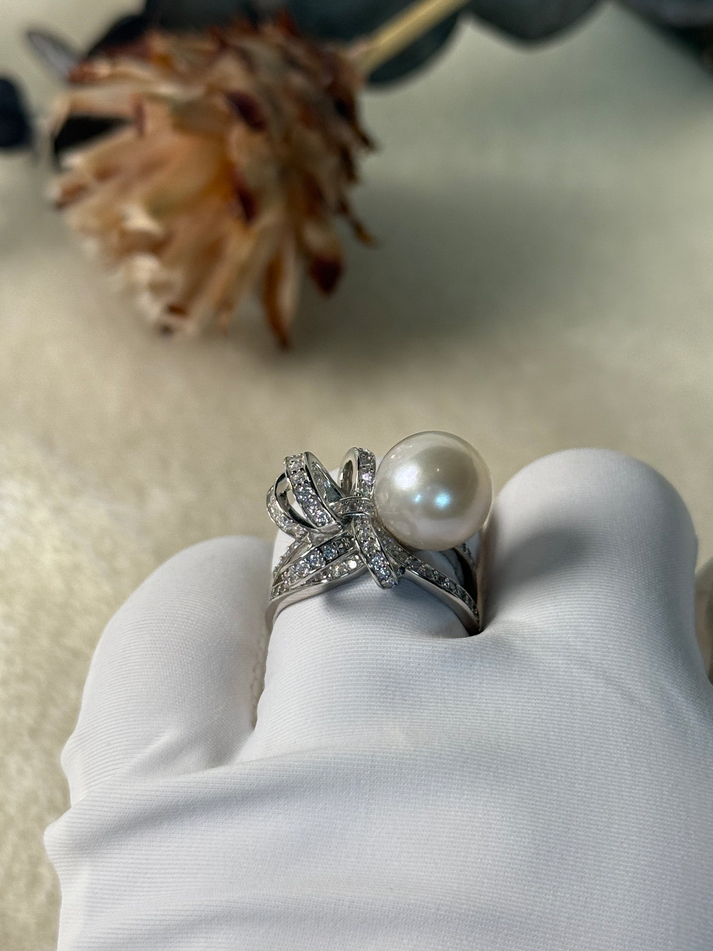 Odette | Adjustable Ring with White Freshwater Pearl