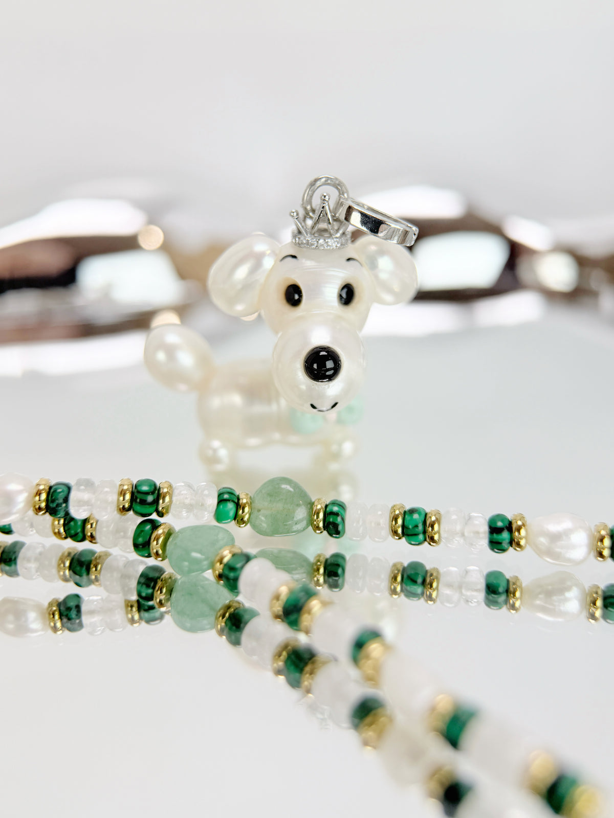 Pippin — Pearl Pup Necklace | Artisan Baroque Pearl Dog Charm Necklace