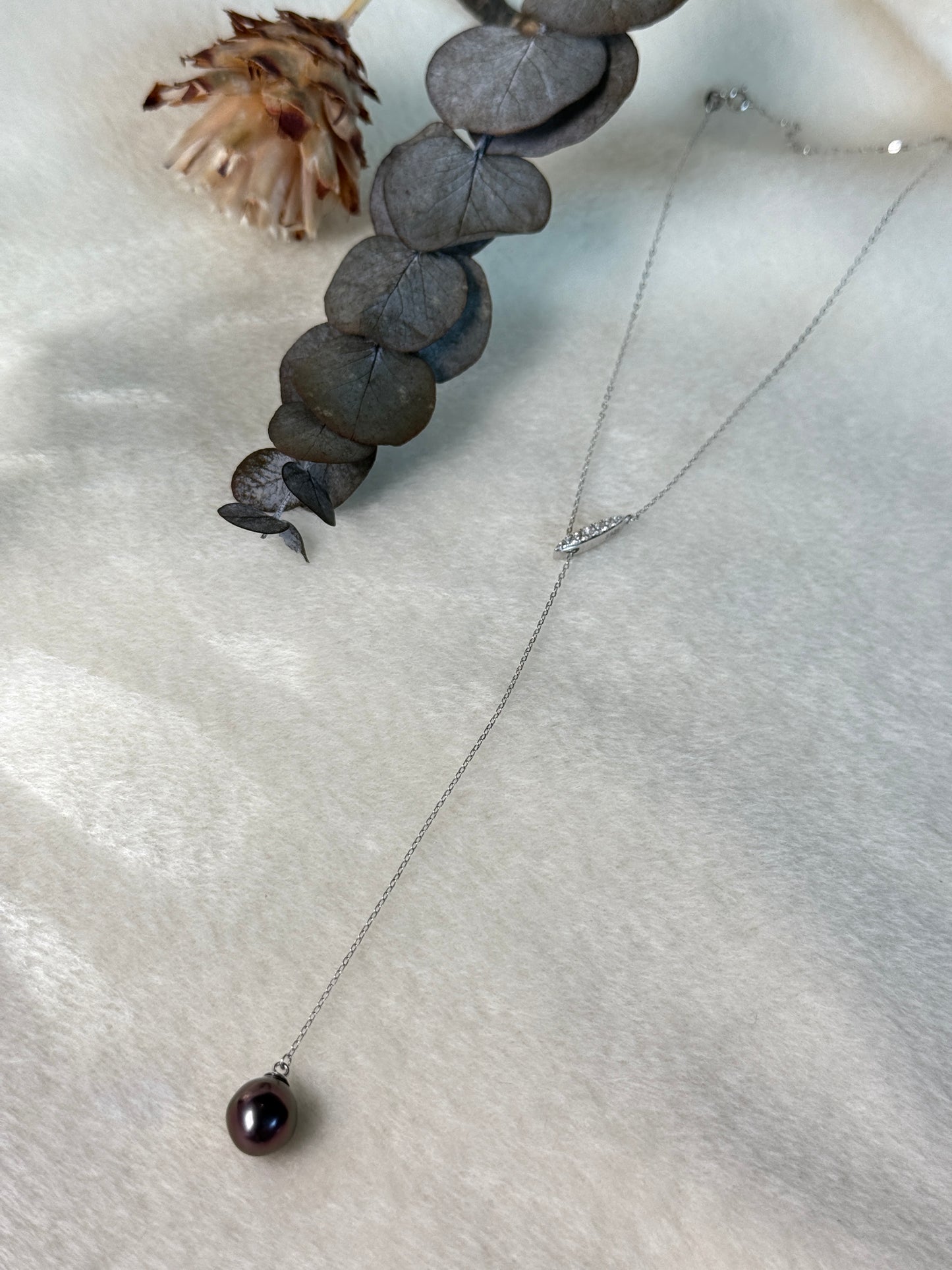 Noirdrop | Adjustable Y Necklace with Tahitian Pearl