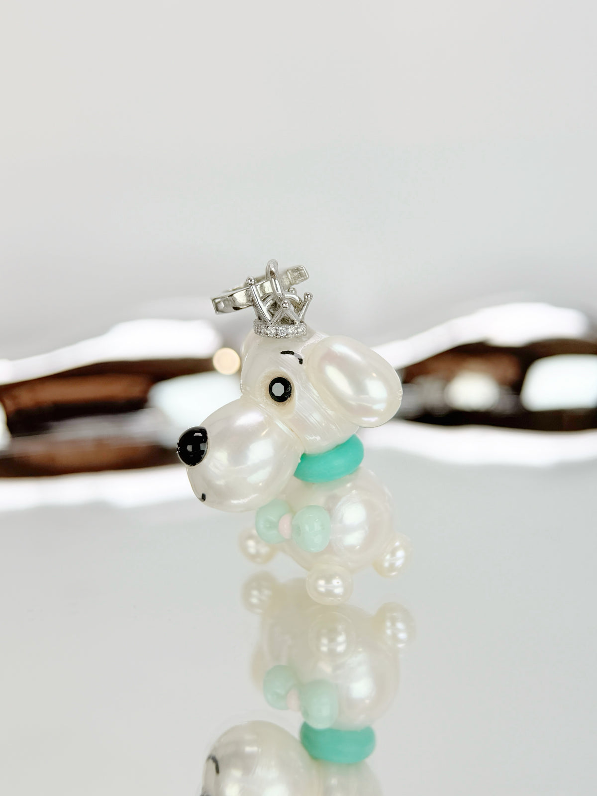 Pippin — Pearl Pup Necklace | Artisan Baroque Pearl Dog Charm Necklace