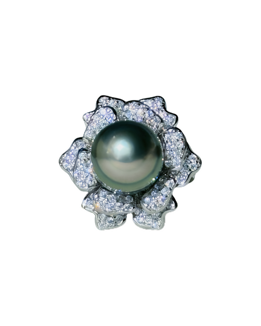 Flora | Adjustable Ring with Blooming Tahitian Pearl