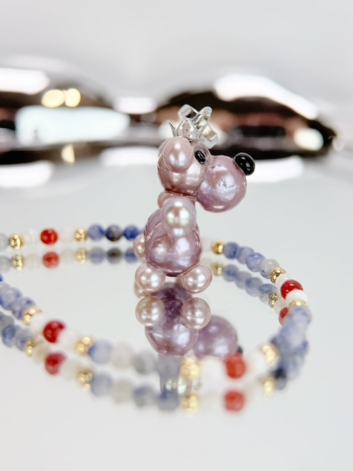 Vesper — Pearl Pup Necklace | Artisan Baroque Pearl Dog Charm
