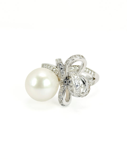 Odette | Adjustable Ring with White Freshwater Pearl