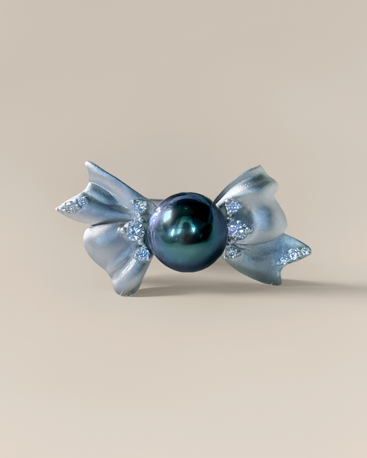 Léonie | Bow Ring with Tahitian Pearl