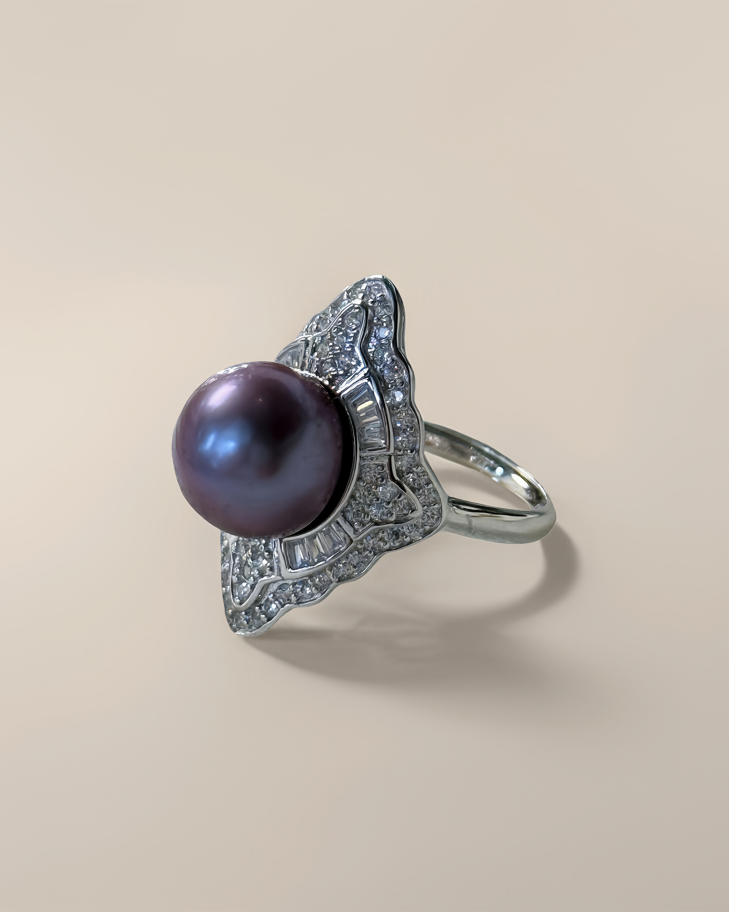 Viola | Vintage-Inspired Ring with Purple Freshwater Pearl