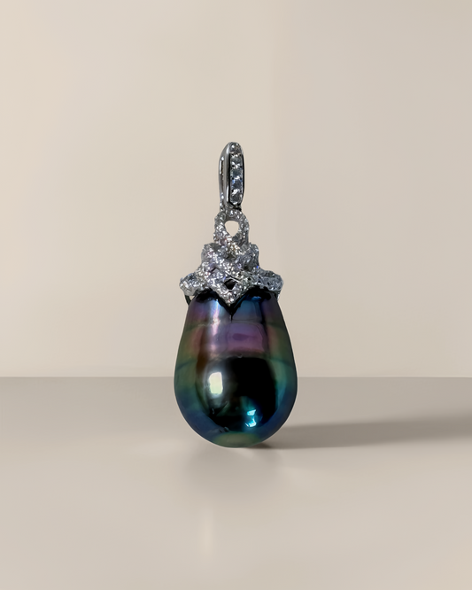 Iridescence Drop | Rare Rainbow Tahitian Pearl Pendant