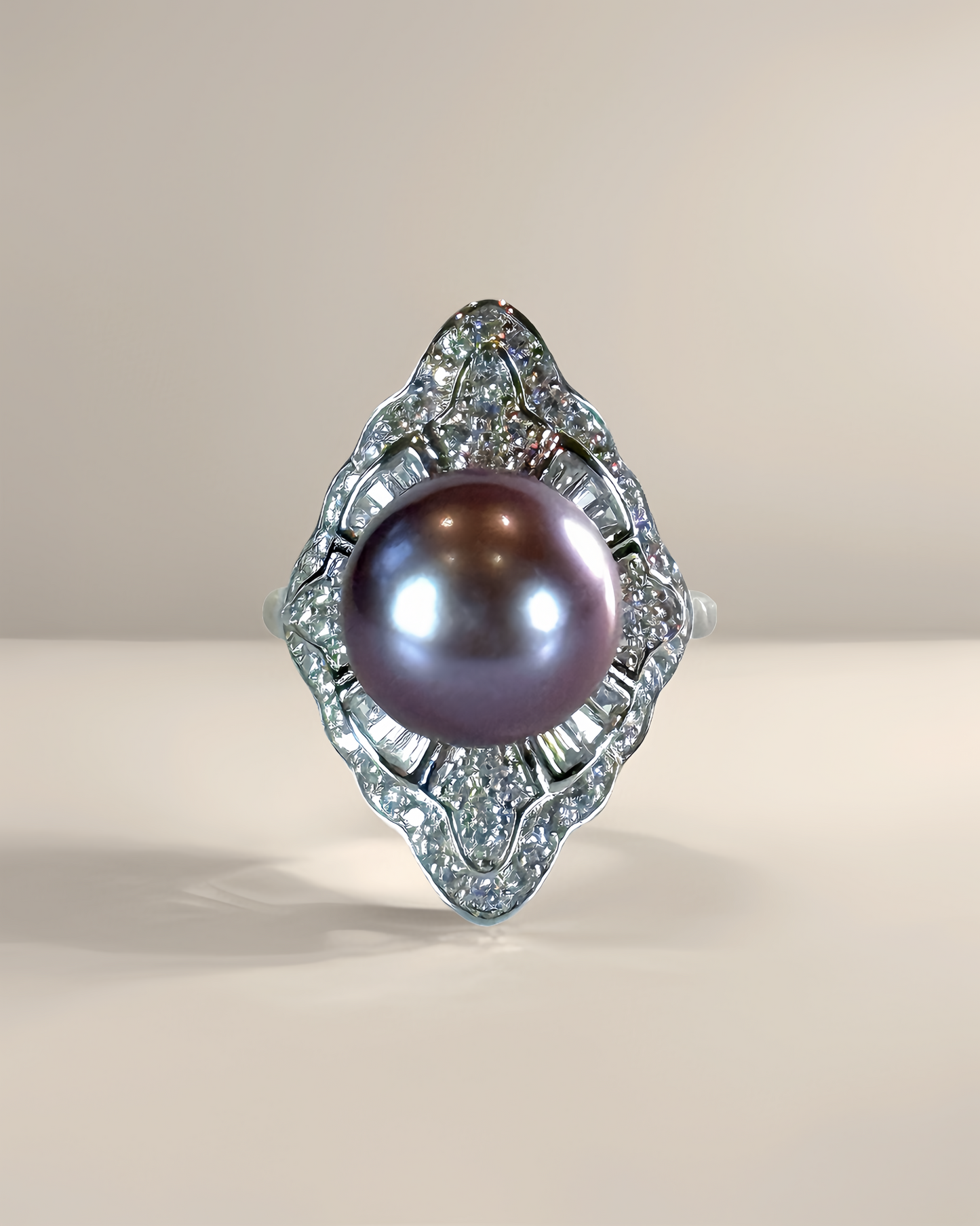 Viola | Vintage-Inspired Ring with Purple Freshwater Pearl