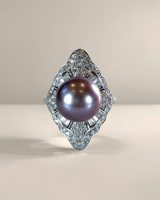 Viola | Vintage-Inspired Ring with Purple Freshwater Pearl