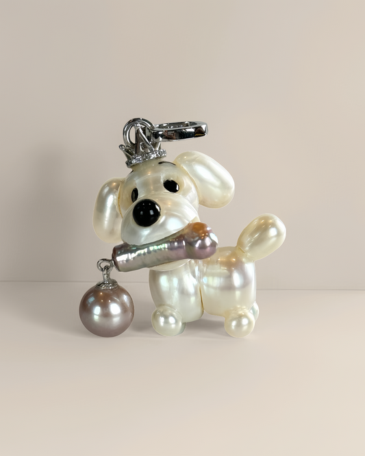 Biscuit — Pearl Pup | Baroque Dog Charm with Pink Drop