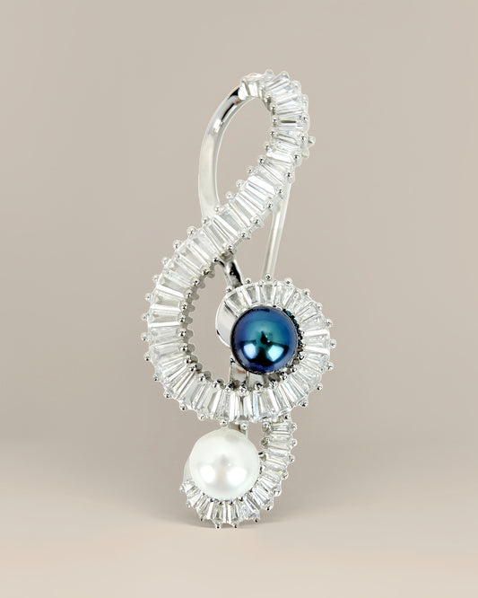 Treble Clef | Freshwater pearl Brooch