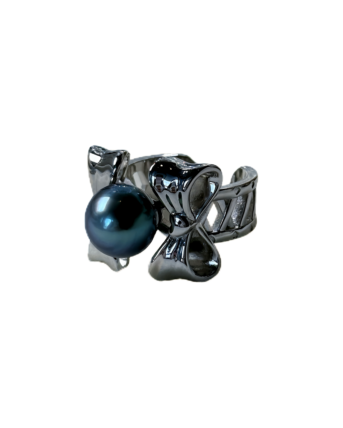 Roux | Sculpted Bow Ring with Tahitian Pearl